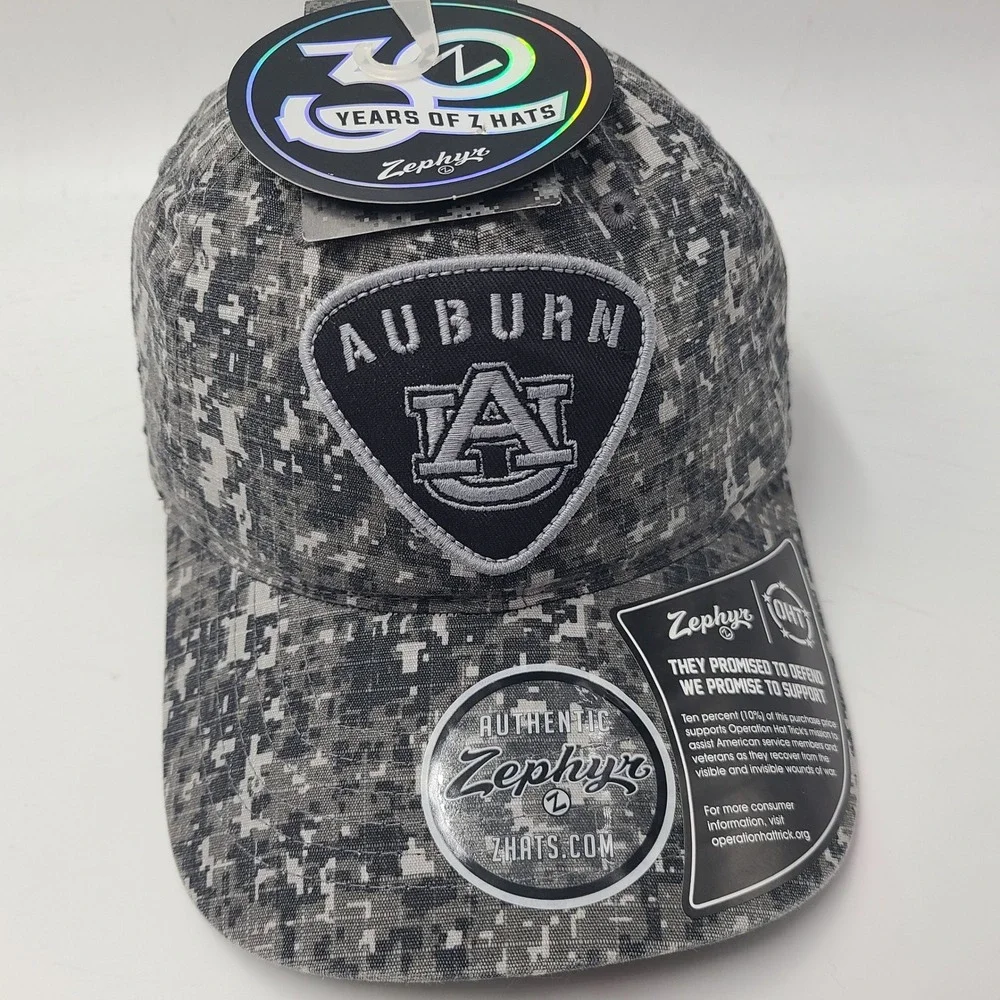 Auburn Tigers Hat Strapback Zephyr Gray Digital Camo NCAA OHT Military Logo Men